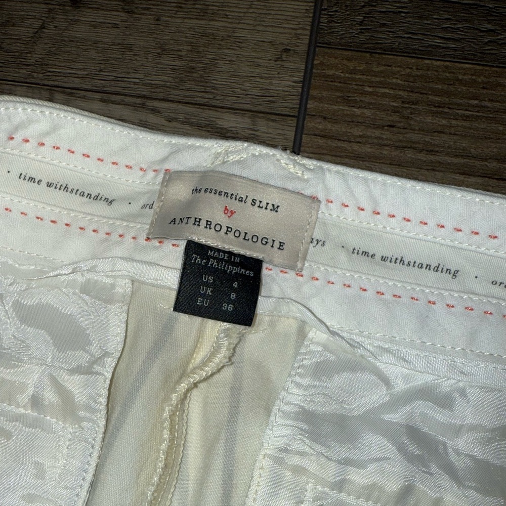 Anthropologie Size 4 EUC Striped Cream and Black Pants - Picture 4 of 8